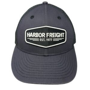 Harbor Freight Trucker Hat Gray One Size Mesh Back Snapback Logo Patch HFT Tools